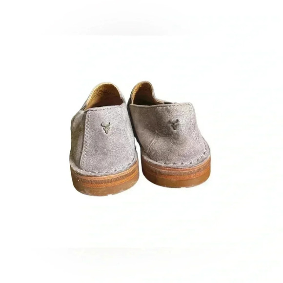 Trask Womens 6.5 Ali Gray Tan Sueded Leather Loafers Metallic Vibram Sole - Picture 5 of 11